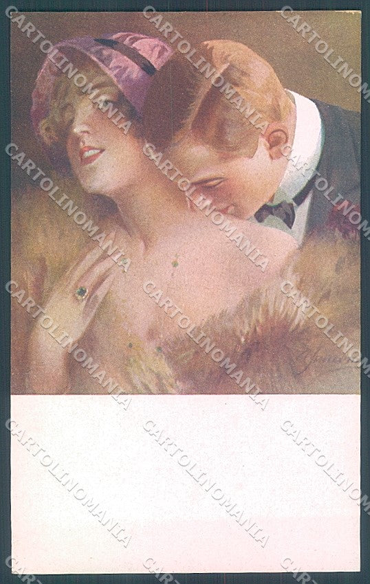 Artist Signed Simeone Lady Romantic Couple Emerald Jewel serie 174-3 pc HR3817 – fronte