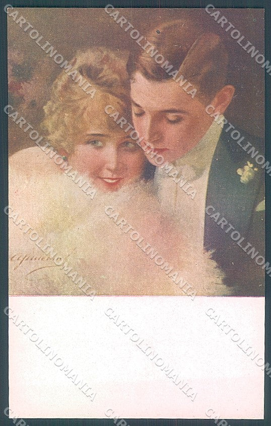 Artist Signed Simeone Lady Romantic Couple Emerald Jewel serie 174-5 pc HR3819 – fronte