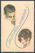 Artist Signed Pinochi Lady Man Phone serie 162 postcard HR3839 – fronte