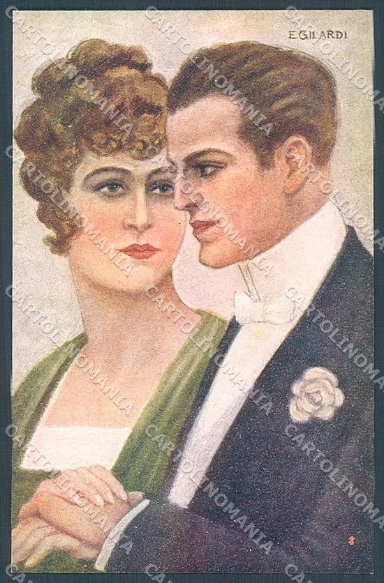 Artist Signed Gilardi Lady Romantic Couple serie 85-1 postcard HR3851 – fronte