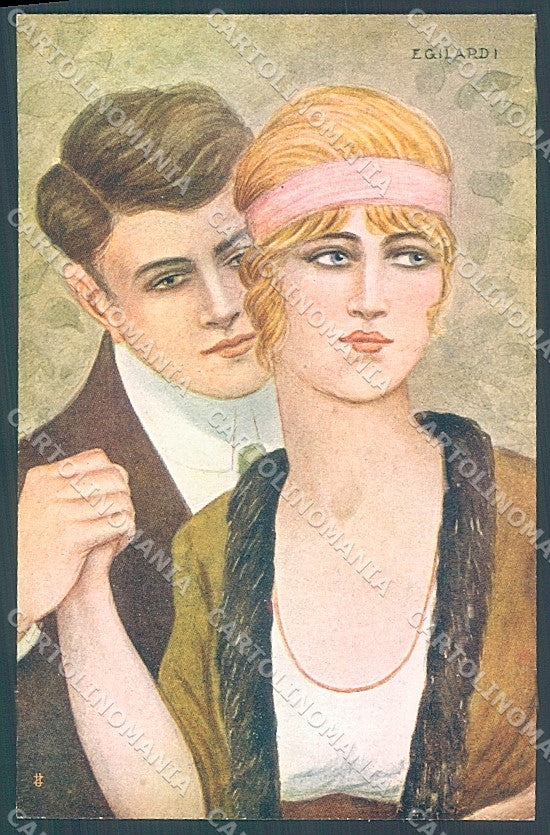 Artist Signed Gilardi Lady Romantic Couple serie 85-2 postcard HR3852 – fronte