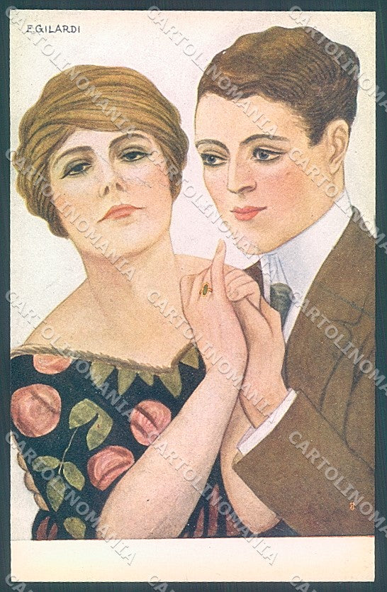 Artist Signed Gilardi Lady Romantic Couple serie 85-5 postcard HR3855 – fronte