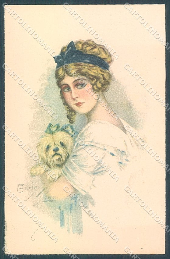 Artist Signed Fisher Charley Lady Bichon Havanais Dog serie 126 postcard HR3859 – fronte