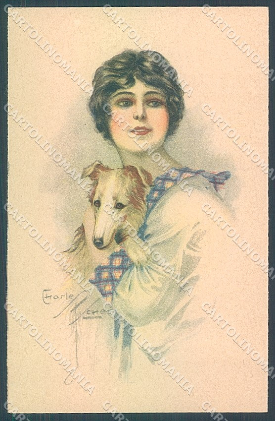Artist Signed Fisher Charley Lady Collie Dog serie 126 postcard HR3862 – fronte