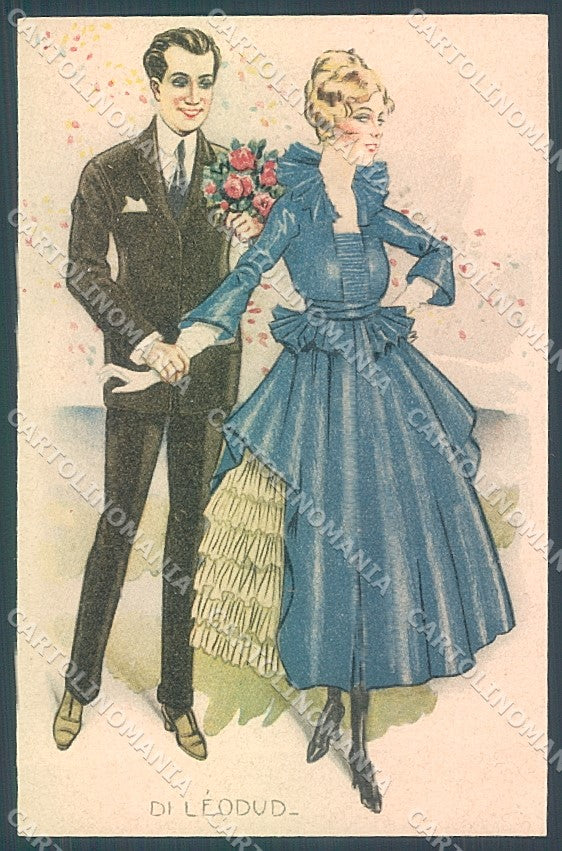 Artist Signed Di Leodud Lady Romantic Couple SOFT WRINKLE serie 119 pc HR3863 – fronte