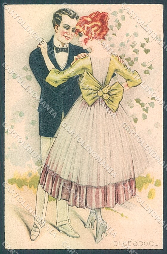 Artist Signed Di Leodud Lady Romantic Couple SOFT WRINKLE serie 119  pc HR3864 – fronte