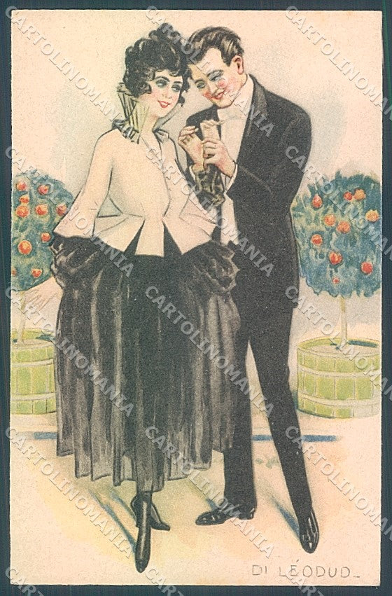 Artist Signed Di Leodud Lady Romantic Couple SOFT WRINKLE serie 119 pc HR3865 – fronte