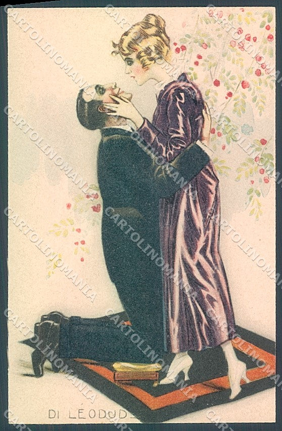 Artist Signed Di Leodud Lady Romantic Couple SOFT WRINKLE serie 119 pc HR3867 – fronte