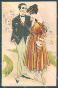 Artist Signed Di Leodud Lady Romantic Couple SOFT WRINKLE serie 119 pc HR3868 – fronte