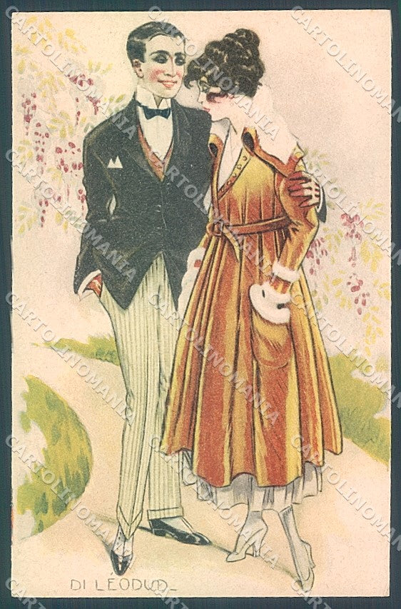 Artist Signed Di Leodud Lady Romantic Couple SOFT WRINKLE serie 119 pc HR3868 – fronte