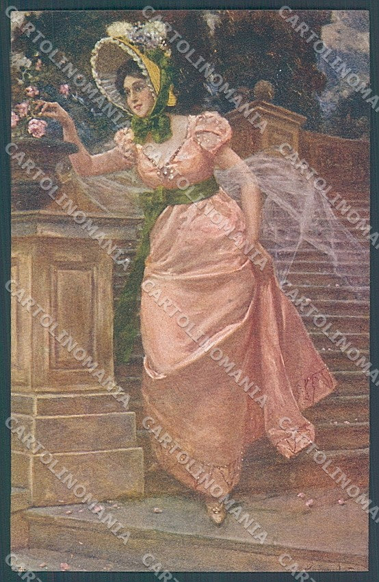 Artist Signed Nunes Vais Lady Seasons Spring Sborgi postcard HR3869 – fronte