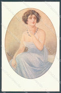 Artist Signed Vecchi Lady Sapphire Jewel serie 176-2 postcard HR3878 – fronte