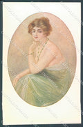 Artist Signed Vecchi Lady Emerald Jewel serie 176-4 postcard HR3880 – fronte