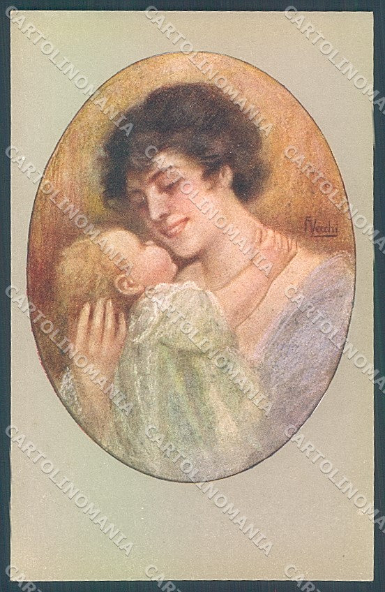 Artist Signed Vecchi Lady and Child Baby serie 245-1 postcard HR3883 – fronte