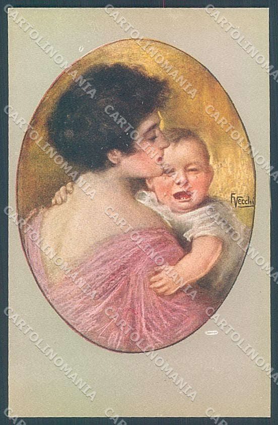 Artist Signed Vecchi Lady and Child Baby serie 245-2 postcard HR3884 – fronte