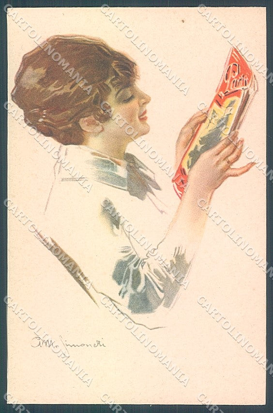 Artist Signed Simonetti Glamour Fashion Lady serie 218-3 postcard HR3891 – fronte