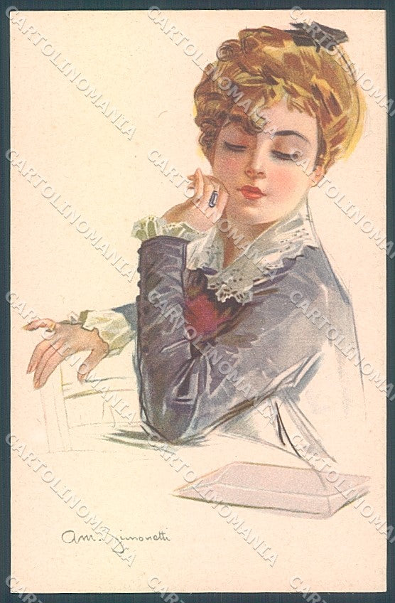 Artist Signed Simonetti Glamour Fashion Lady serie 218-5 postcard HR3893 – fronte