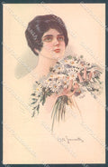 Artist Signed Simonetti Fashion Lady Daisy TRACES OF DAMP serie 294-2 pc HR3896 – fronte