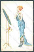 Artist Signed Willy Risque Lady Make up Puff serie 1082 postcard HR3901 – fronte