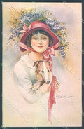 Artist Signed Spotti Glamour Fashion Lady Collie Dog serie 158-2 pc HR3912 – fronte
