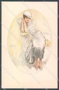 Artist Signed Terzi Glamour Fashion Lady Hat serie 187-2 postcard HR3916 – fronte