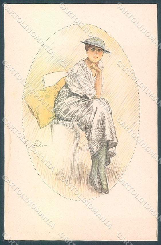 Artist Signed Terzi Fashion Lady Hat TRACES OF DAMP serie 187-6 pc HR3920 – fronte