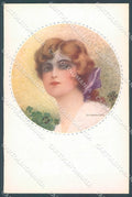 Artist Signed Monestier Lady Four Leaf Clover serie 880 postcard HR3942 – fronte