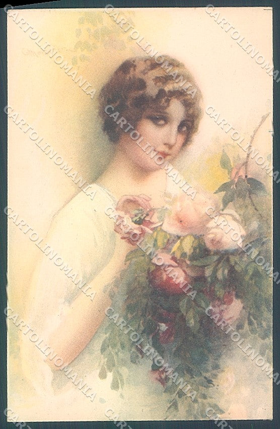 Artist Signed Monestier Lady Rose serie 254-1 postcard HR3945 – fronte