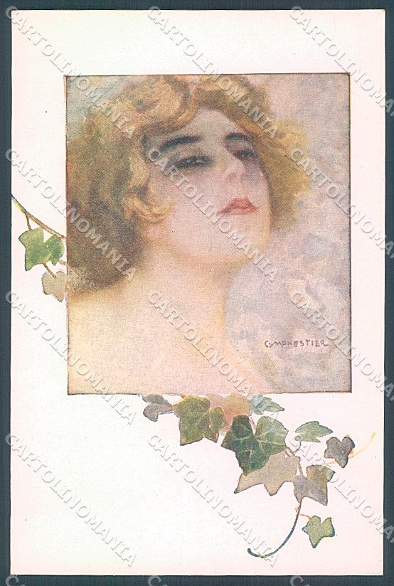 Artist Signed Monestier Lady Hairstyle Ivy serie 883 postcard HR3958 – fronte