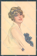 Artist Signed Metlicovitz Lady Cornflower serie 963-2 postcard HR3964 – fronte