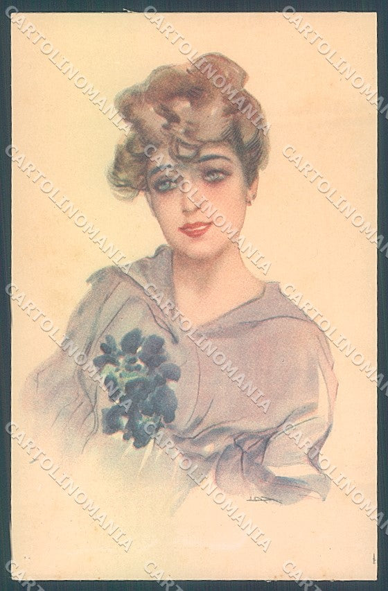 Artist Signed Metlicovitz Lady Violet serie 963-3 postcard HR3965 – fronte