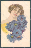 Artist Signed Metlicovitz Lady Cornflower serie 2018-4 postcard HR3972 – fronte
