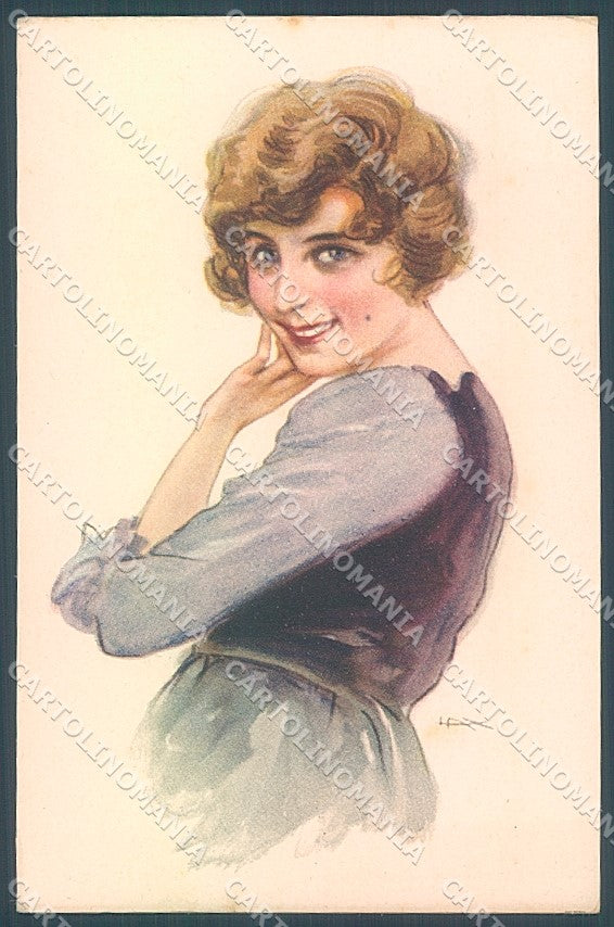 Artist Signed Metlicovitz Glamour Fashion Lady serie 242-1 postcard HR3975 – fronte