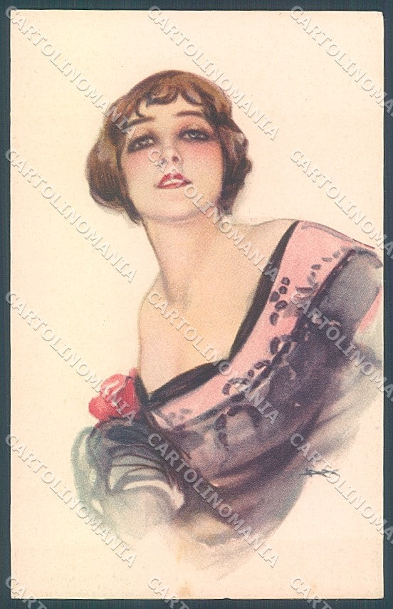 Artist Signed Metlicovitz Glamour Fashion Lady serie 242-6 postcard HR3980 – fronte