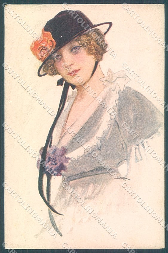 Artist Signed Metlicovitz Glamour Fashion Lady serie 243-1 postcard HR3981 – fronte