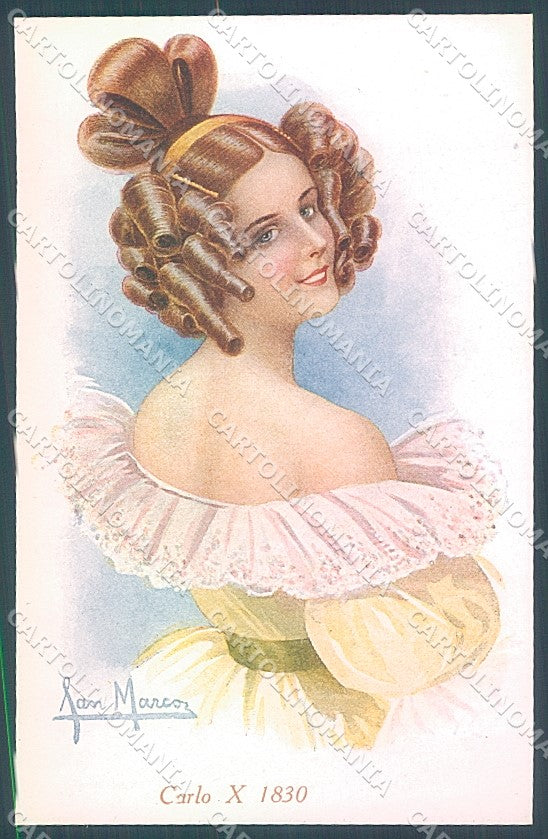 Artist Signed San Marco Lady Hairstyle serie 2108-3 postcard HR3995 – fronte