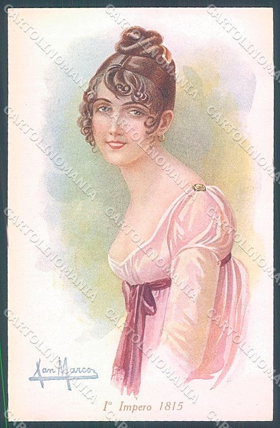 Artist Signed San Marco Lady Hairstyle serie 2108-4 postcard HR3996 – fronte