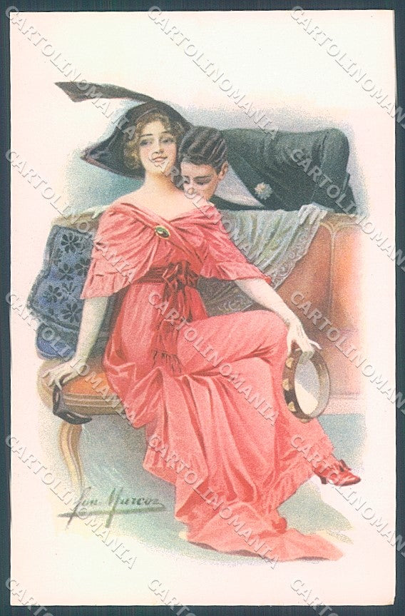Artist Signed San Marco Lady Musical Instruments Tambourine serie 2056 pc HR4001 – fronte