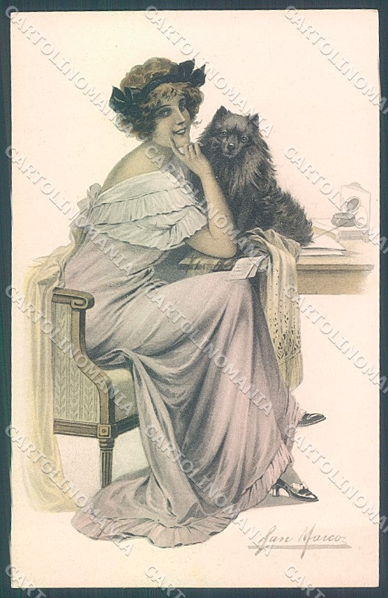 Artist Signed San Marco Fashion Lady Spitz Pomerania serie 2055 pc HR4012 – fronte