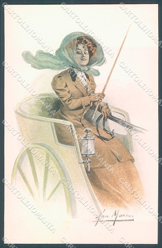Artist Signed San Marco Lady Coachwoman serie 2083 postcard HR4020 – fronte