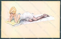 Artist Signed Milliere Risque Lady Smoking serie 2084-3 postcard HR4031 – fronte