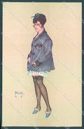 Artist Signed Miliotti Risque Lady Stocking serie 111 postcard HR4039 – fronte