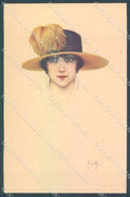 Artist Signed Miliotti Glamour Fashion Lady Hat serie 983-2 postcard HR4048 – fronte