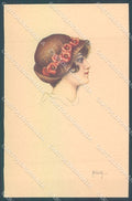 Artist Signed Miliotti Glamour Fashion Lady Hat serie 983-4 postcard HR4050 – fronte