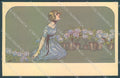 Artist Signed Zandrino Glamour Fashion Lady Flowers serie 95-2 postcard HR4060 – fronte