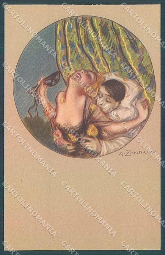 Artist Signed Zandrino Lady Carnival Pierrot Colombine serie 93-2 pc HR4066 – fronte