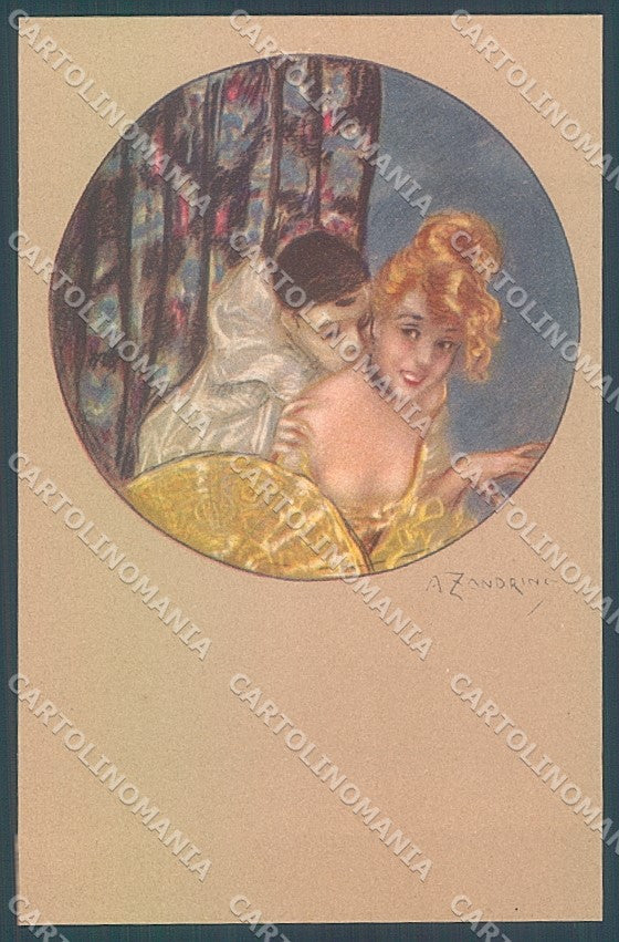 Artist Signed Zandrino Lady Carnival Pierrot Colombine serie 93-3 pc HR4067 – fronte