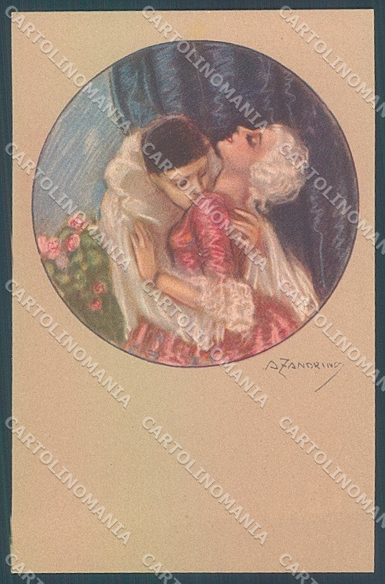 Artist Signed Zandrino Lady Carnival Pierrot Colombine serie 93-5 pc HR4069 – fronte