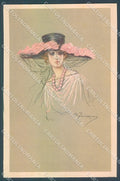 Artist Signed Zandrino Glamour Fashion Lady Hat serie 94-1 postcard HR4071 – fronte