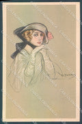 Artist Signed Zandrino Glamour Fashion Lady Hat serie 94-6 postcard HR4076 – fronte